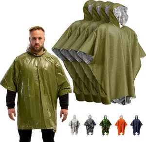 PREPARED4X Emergency Poncho and Mylar Blanket Liner - Waterproof, Wind-Resistant Outdoor Rain Poncho for Camping, Emergencies