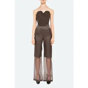Mink Silk Draped Bustier Organza Jumpsuit