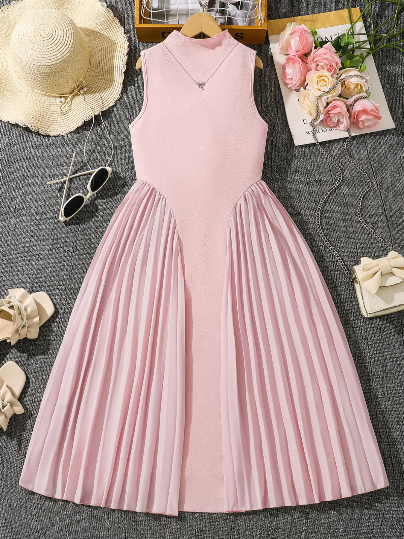 Toddler Girl's Solid Color Pleated Sweater Dress, Elegant Fashion Casual  Sleeveless Tank Dress for Daily Outdoor Wear, Toddler Girls Dress for  Spring Fall - TikTok Shop