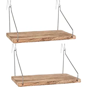 Fabric Wall Cubicle Shelf with Hooks for Work Decor 11.8' Wooden Cubicle Organizer Storage Shelf with Hangers Cubicle Accessories for Women Men Desk 2 Pack
