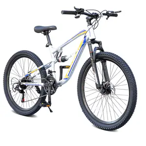 XC Bike 26 Inch Mountain Bike with 21-Speeds & Full Suspension Steel Frame, Alloy Rims, Disc Brakes For All Terrains, Men & Women, Multiple Colors
