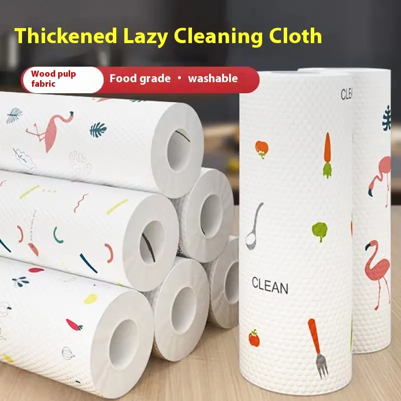 Disposable Extra-Large Roll Dishcloth (Dry & Wet Dual-Use) Thickened Dish Towel / Thickened Dishcloth  Household Kitchen Paper / Kitchen Tissue (Household Use)  Oil-Stain Removing Lazy Wipe / Oil-Resistant Disposable Wipe