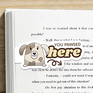 Magnetic Bookmark with Adorable Dog Design "You Pawsed Here" Holographic Perfect for Book Lovers and Dog Enthusiasts