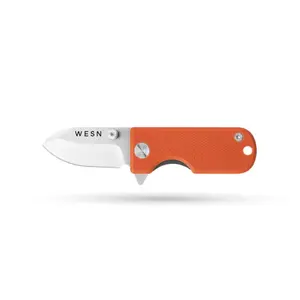WESN Microblade Kitchen Knife - Salmon Finish, Titanium Alloy Construction, Removable Thumb Stud, Smooth Mechanics, Ideal for EDC Knives Use