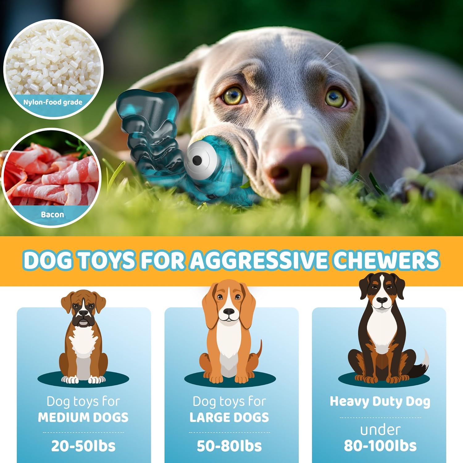 Power Chewer Dog Toy – Tough Nylon Chew Toy for Aggressive Chewers, Helps Stop Destructive Chewing & Keeps Dogs Busy