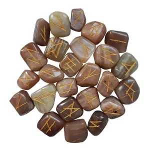 Natural Moonstone Rune Set Elder Futhark — 25-Stone Lunar Divination