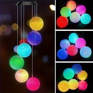 16-Color RGB Solar Wind Chime Spinner with Prism Crystal Ball - Auto-Illuminated Outdoor Hanging Decor, Waterproof Wind Mobile for Garden, Patio, Yard | Romantic Atmosphere & Holiday Light Gift (No Remote)