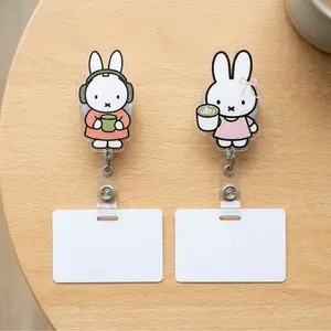 Miffy Love Matcha Badge Reel, Retractable ID Holder, Cute Aesthetic Accessory, Matcha Lover Vibe, Trendy Work Badge Clip, Unique Gift Idea