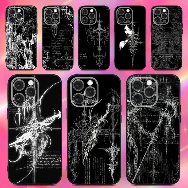 Gothic Cyberpunk Sigil Cross Fashion Unisex 1-Piece Non-Customized Soft TPU Black Phone Case - American Retro, Cowboy, Minimalist Protection for iPhone 17 Pro Max,16,15,14,13,12,11,Pro,Max,Plus,X,XS,Mini & Samsung Galaxy S25 Ultra,S24,S23,S22,S21 Plus