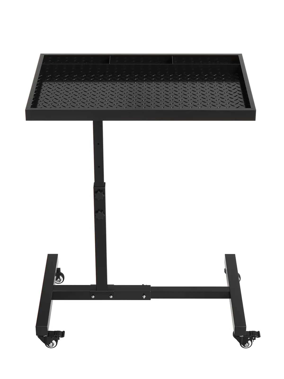 Rolling Tool Tray on Wheels, 220LBS Capacity Steel Mechanics Rolling Work Table, Adjustable Height 38"-45" Mechanic Workbench Table for Garage Bike Work Shop (Black)