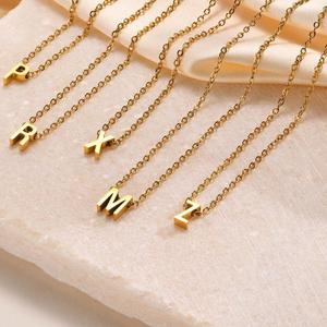 MP 18K Gold Plated Initial Necklace Minimalist Letter Charms small Pendants ,Stainless Steel Jewelry Non Tarnish Chain Daily Outfit Accessories Valentine Gift for Women everyday artificial gemstone