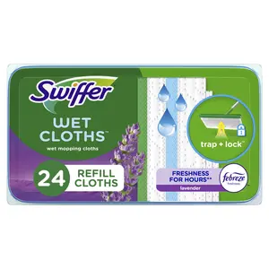 Swiffer Sweep + Mop, Wet Pads Refill, Floor Cleaner, Cleaning Cloths, Lavender, 24 Count Procter & Gamble