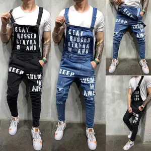 Men's denim overalls 2025, straight/loose fit, adjustable straps, washed/ripped denim, workwear street style, men's fashion trousers