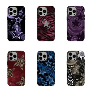 Y2K Galaxy Star Phone Case - Mystic Purple Moon & Swirl Art Protective Cover,for iPhone 17/16/15/14/13/12/11 ProMax Plus for Samsung phones,an excellent gift for friend or fans.