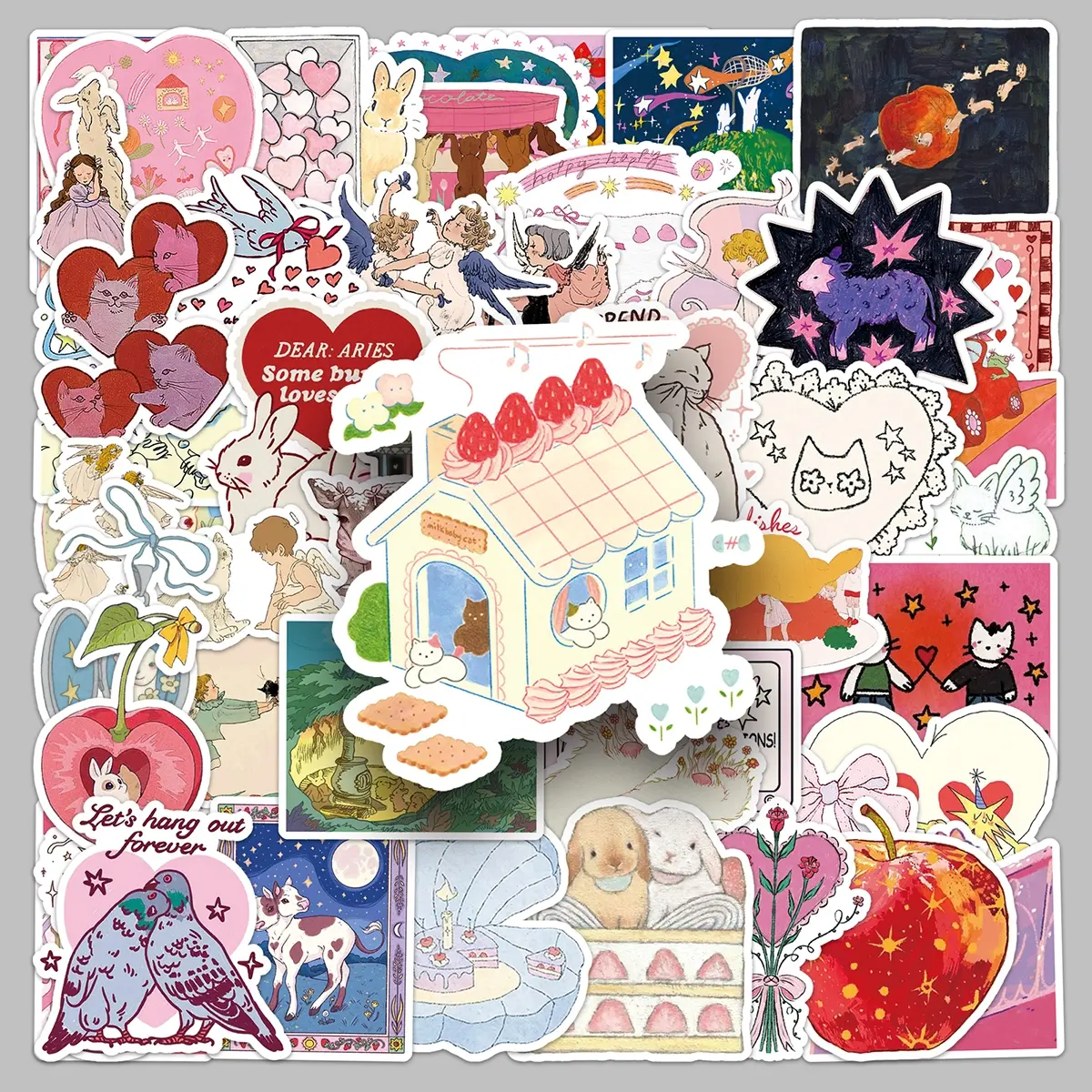 50pcs fairy tale cartoon creative trend small fresh creative waterproof sticker Decorative Stickers diy handbook water cup tablet PC sticker Sticker Packs Decal Sticker Set