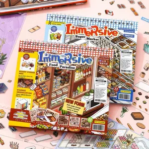 SIMNO Food Paradise Supermarket Scene Sticker Book DIY Miniature Kit – Cute Scrapbook Stickers for Journaling, Stress Relief Craft Gift for Teens & Adults Includes Tweezers 3D summervibes