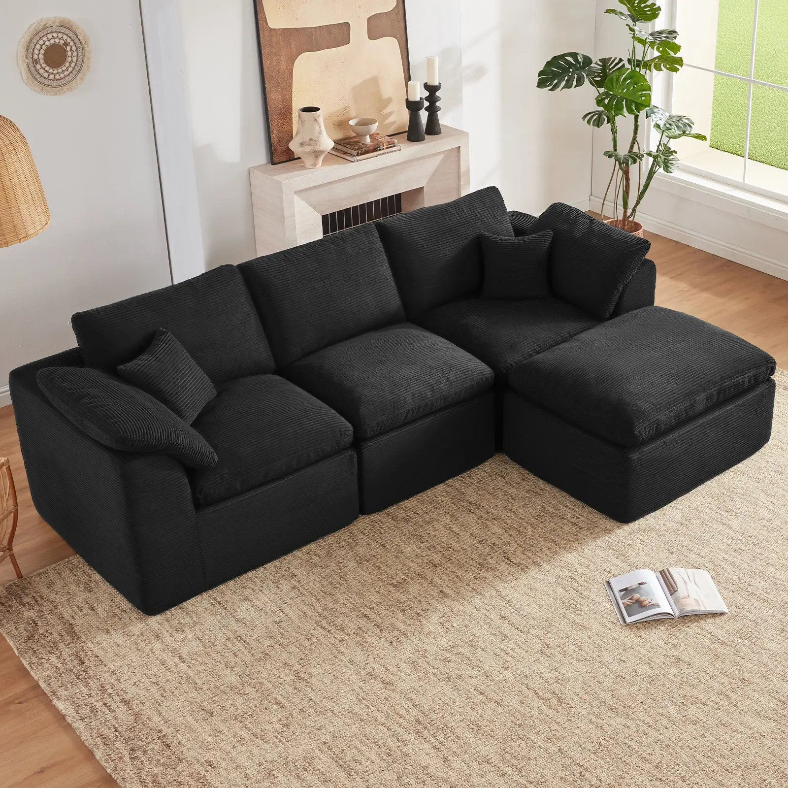 Black-3Seats+1Ottoman