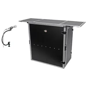 ProX XS-DJSTN Portable Foldout Mobile DJ Combo Table Facade+Gooseneck Mic Stand