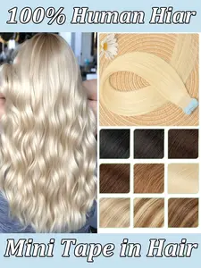 Mini Tape In Human Hair Extensions 12inch-20inch Machine Remy Skin Weft Adhesive Tape Hair Natural Straight Black Brown Blonde Tape Ins Hair Real Hair Extensions