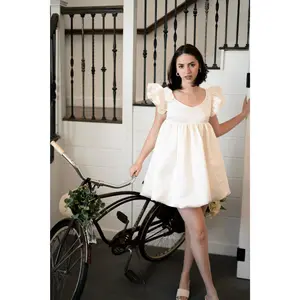 "Sweet Caroline" | Ivory Ruffle Sleeve Bubble Dress