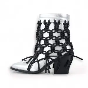 Country Skye: Hand-Braided Silver and Black Boot