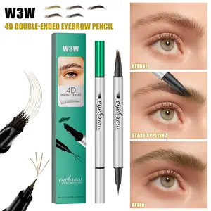 Natural Hair-Like Stroke Brow Pen, Quick-Drying Dual-Ended 2-in-1 Microblade, Micro-Fork Tip Smooth Flow No Over-Dispensing, Easy for Daily Makeup Routine, Long Lasting for Gym Commute Oily Skin, Sparse Brow Filler for Women