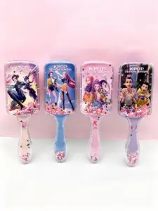 1pcs Witch Squad Square Cushion Comb Cartoon High-Quality Long Handle Sandfall Detangling Hairbrush, Cute Style, Random Color, All Seasons