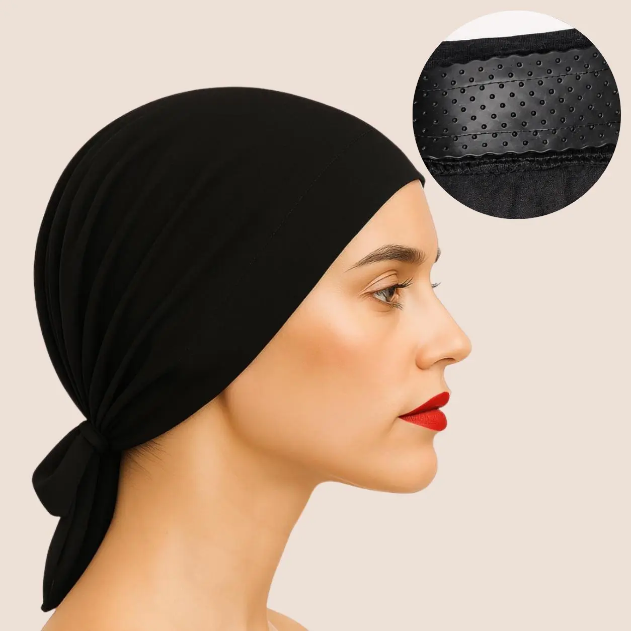 The ULTRA Grip Cap – Black | Non-Slip Undercap/Turban with Silicone Grip & Tie-Back by Get A Grip