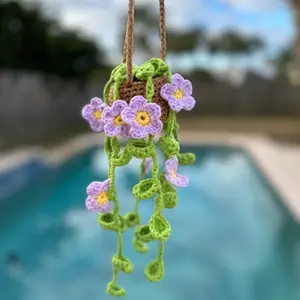 Crochet Hanging Plant with Daisy Flowers Decor Handmade Wall Unique Home Boho Bedroom and Office Decor Valentines Gift for Plant Enthusiasts Accessory Cotton Nature