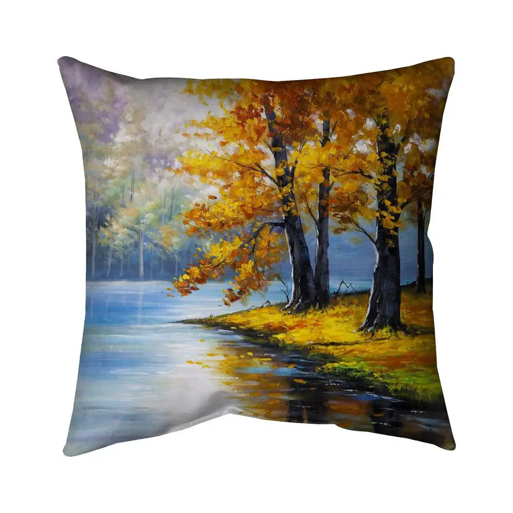 Begin Home Decor 5542-2020-LA26 20 x 20 in. Two Trees By the Lake - Contemporary Outdoor Throw Pillow