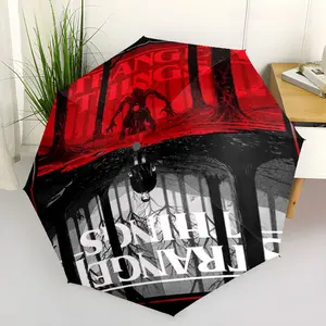 stranger things11 pattern printed new umbrella, 1 self-folding umbrella, portable foldable travel umbrella, outdoor umbrella, Windproof Rainproof Umbrella, Christmas birthday festival gift