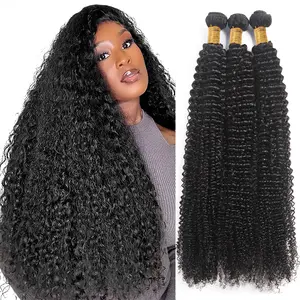 30inches Curly Weave Bundles for Sew In 3 Bundles Brazilian Human Hair Raw Bundles Jerry Curly 4 Bundles Quick Weave with Leave Out