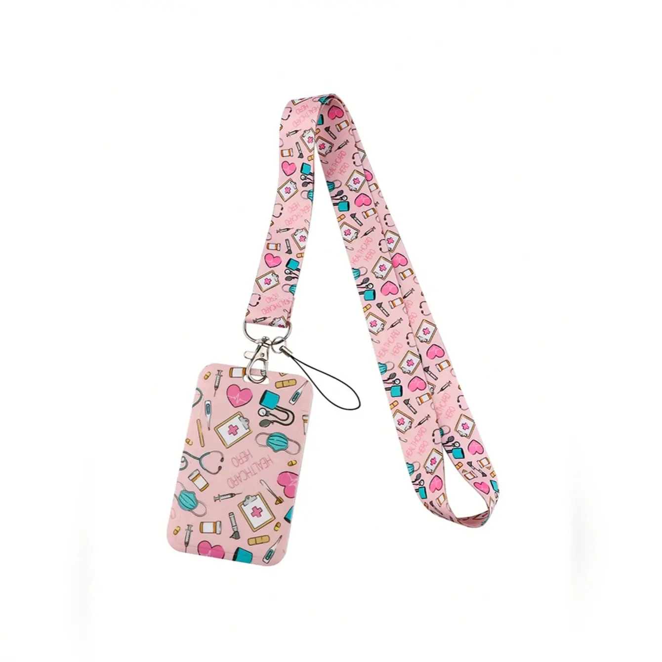 Medical Theme Heart Needle and Tube ID Lanyard, Suitable for Doctors Nurses Students Teachers, Gift or Daily Use, Casual Style