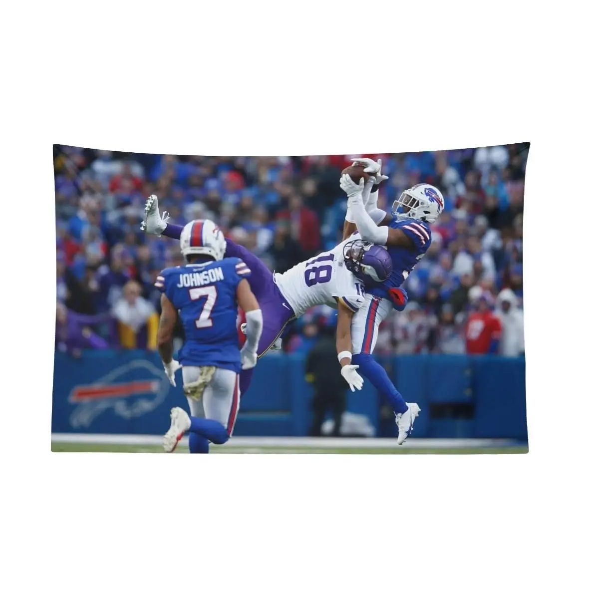 Justin Jefferson 1-Hand Catch Iconic Moment Wall Flag - Sports History Tribute Home Decor Tapestry for Bedroom, Teamwork & Collaboration Athlete Decor