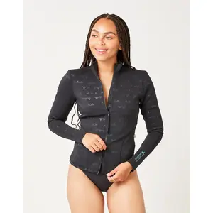 Stella Zip-Up Jacket: Black Cascade Embossed