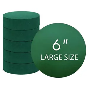 6PCS Round Floral Foam Blocks for Fresh and Artificial Flowers, Dry & Wet Green Flower Foam for Flower Arrangements and Florist Supplies, 6" X 1.5"