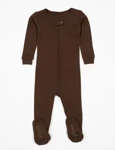 Solid Color Brown Footed Pajamas