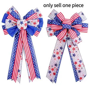 American Independence Day Bow Decorations, Flag Star Stripes Ribbon Hanging Ornament, Festival DIY Gift Packaging