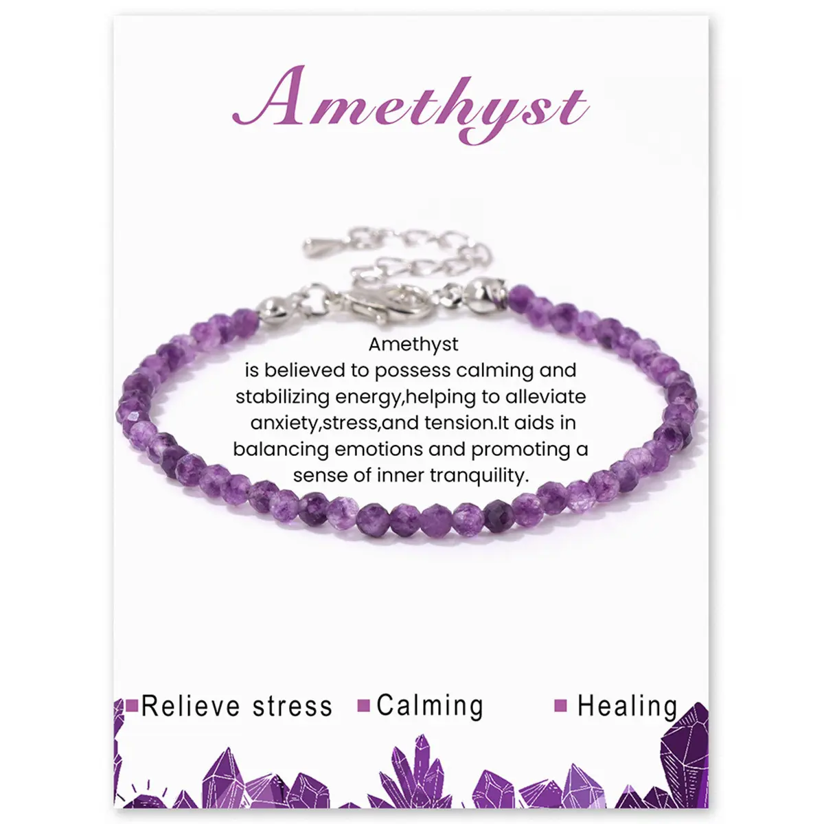 Natural Amethyst Bracelet for Women - Natural Gemstone Beaded Energy Bracelet - Handmade Healing Bracelet - Perfect Gift for Her
