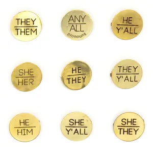Pronoun Pins - Brass