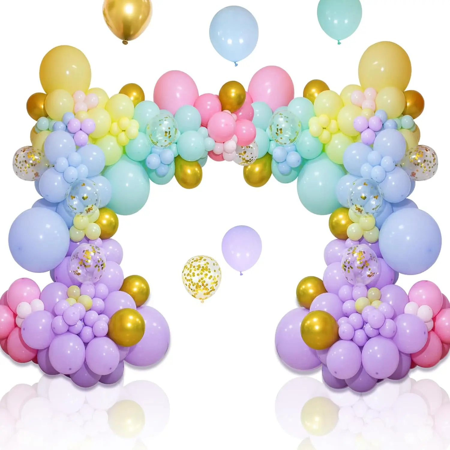219Pcs Rainbow Balloons Garland Arch Kit Different Sizes Latex Balloons Assorted Pastel Party Balloons Arch for Birthday Baby Shower Wedding Engagement Anniversary Party Decorations
