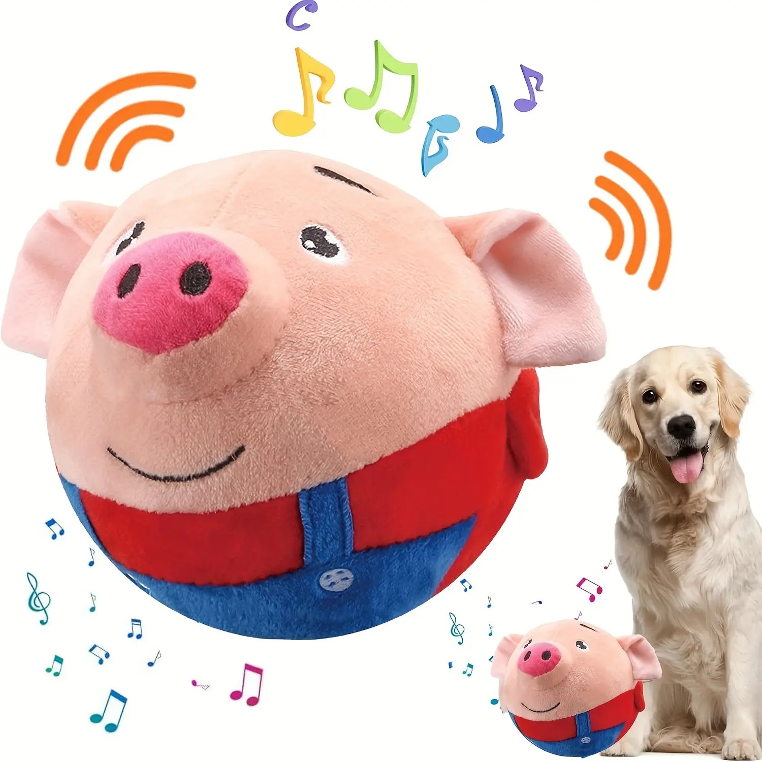 Active Moving Pet Plush Toy, Interactive Dog Toy Pet Bouncing Balls, USB Interactive Washable Cartoon Pig Plush Sound Electronic Dog Toy, Small Plush Sound Toys For Dogs