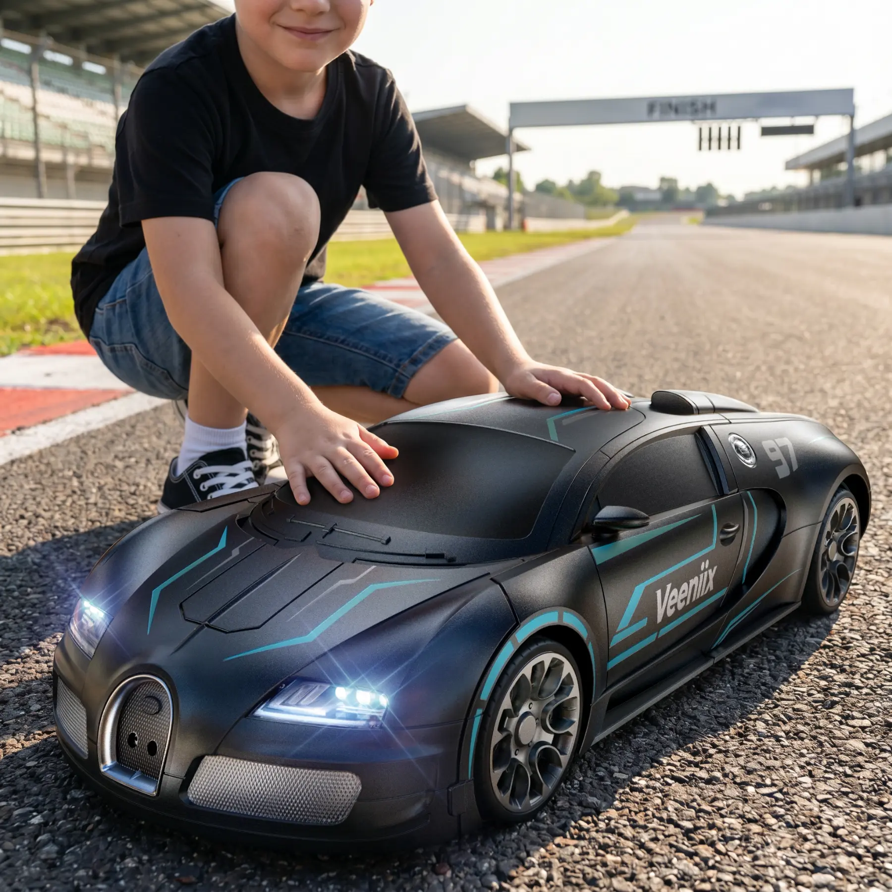 Veeniix V991 Transforming RC Robot Car Toy, 2-in-1 Remote Control Stunt Car with Gesture Sensing, LED Lights & Sound Effects, Rechargeable Kids Toy Gift for Boys & Girls Ages 4-12