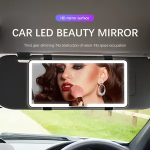 Car Sun Visor LED Mirror, Touch Control Dimmable Car Interior Mirror, Rechargeable Car Dashboard Mirror, Auto Accessories