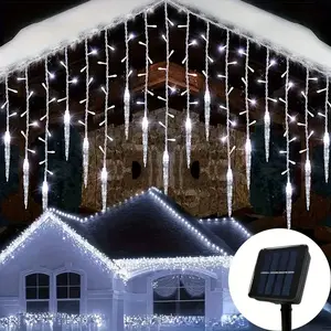 96 LED Solar-Powered Icicle String Lights, Outdoor Decorative Lights, Garden and Courtyard Decoration, Suitable for Weddings, Christmas, New Year, Halloween, Thanksgiving, and Various Holiday Parties