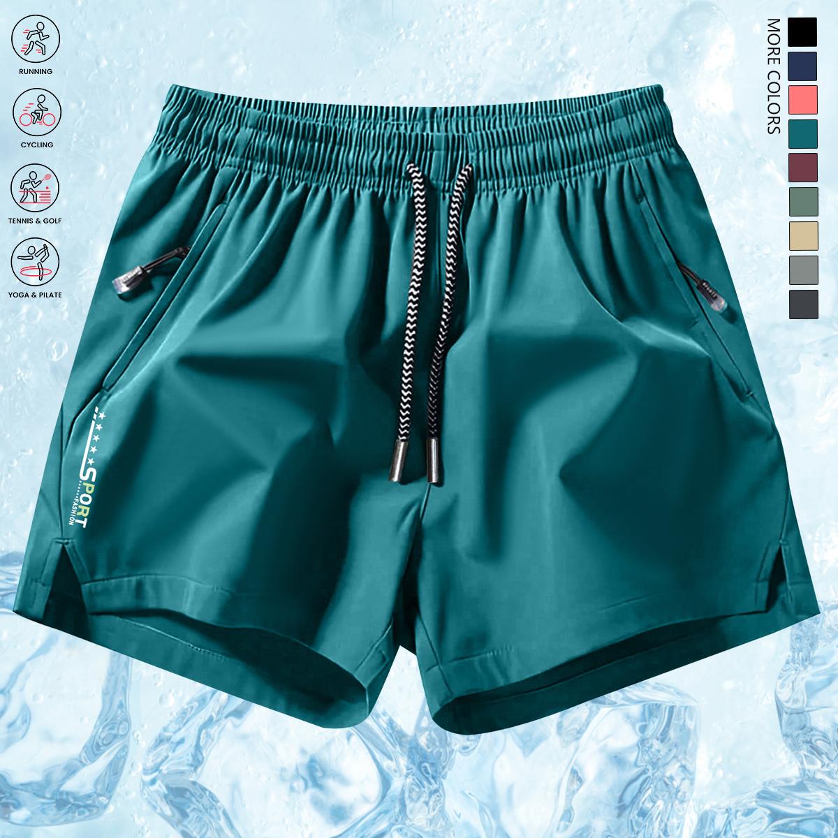 Men's 3-Pack Athletic Casual Split Shorts, Breathable Quick-Dry Gym Running Sport Shorts, Mens Clothing with Letter Print, Zippered Pockets, Drawstring Waist, Lightweight for Workouts, Outdoor Wear, Breathable Sport Shorts