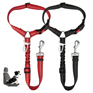Headrest Dog Car Safety Seat Belt, Adjustable Length Multifunctional Car Safety Belt Leash, Spring Car Travel, Dog Owners Drive with Peace of Mind