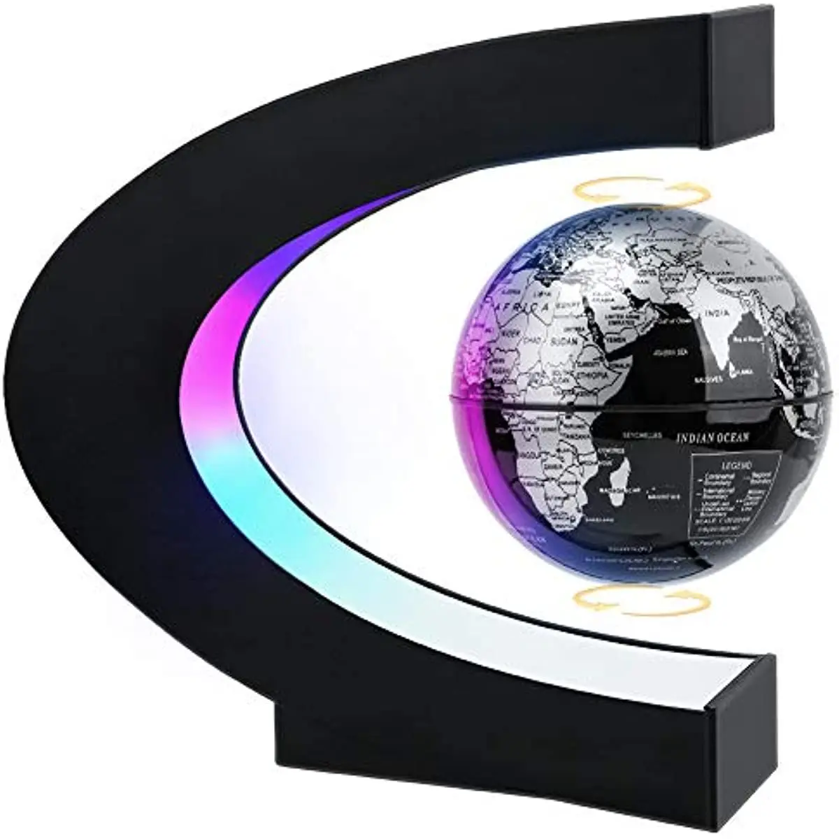 Magnetic Levitating Globe with LED Lights – Floating World Map Desk Decor & Cool Tech Gift for Men, Kids, Office & Home