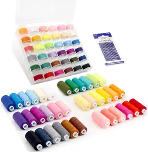82Pcs Sewing Thread Kit, 36 Assorted Colors Machine Threads with Spools, 36 Same Color Prewound Bobbins, 10 Embroidery Needles Set, Polyester Thread for Hand and Sewing Machine