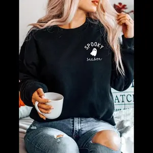 Sports hoodie, round neck sports hoodie, Halloween, ghost, black, pumpkin autumn, cute and scary, autumn sweater elite fashion